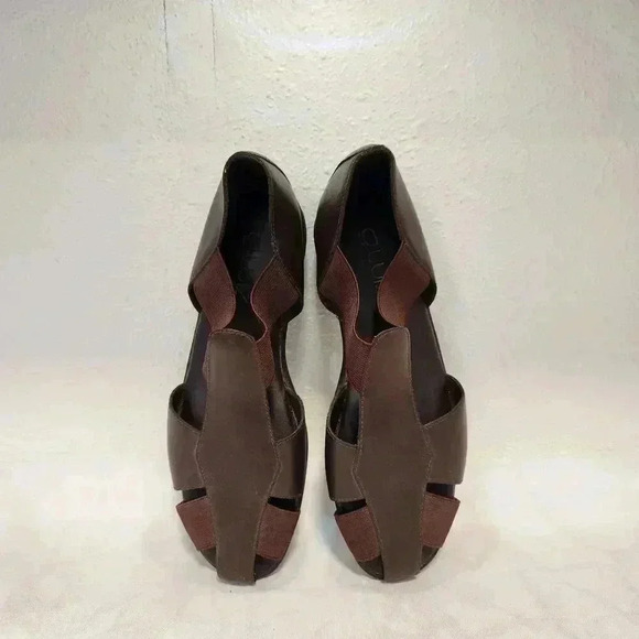 G WIZ Women's Brown Bailey Leather‎ Flats Size 8.5M Slip-On Fisherman Loafer - Picture 1 of 7